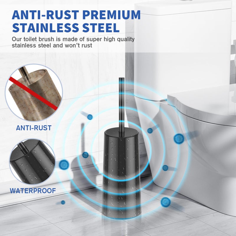 IXO Stainless Steel Toilet Brush with Holder  Black - Image 2